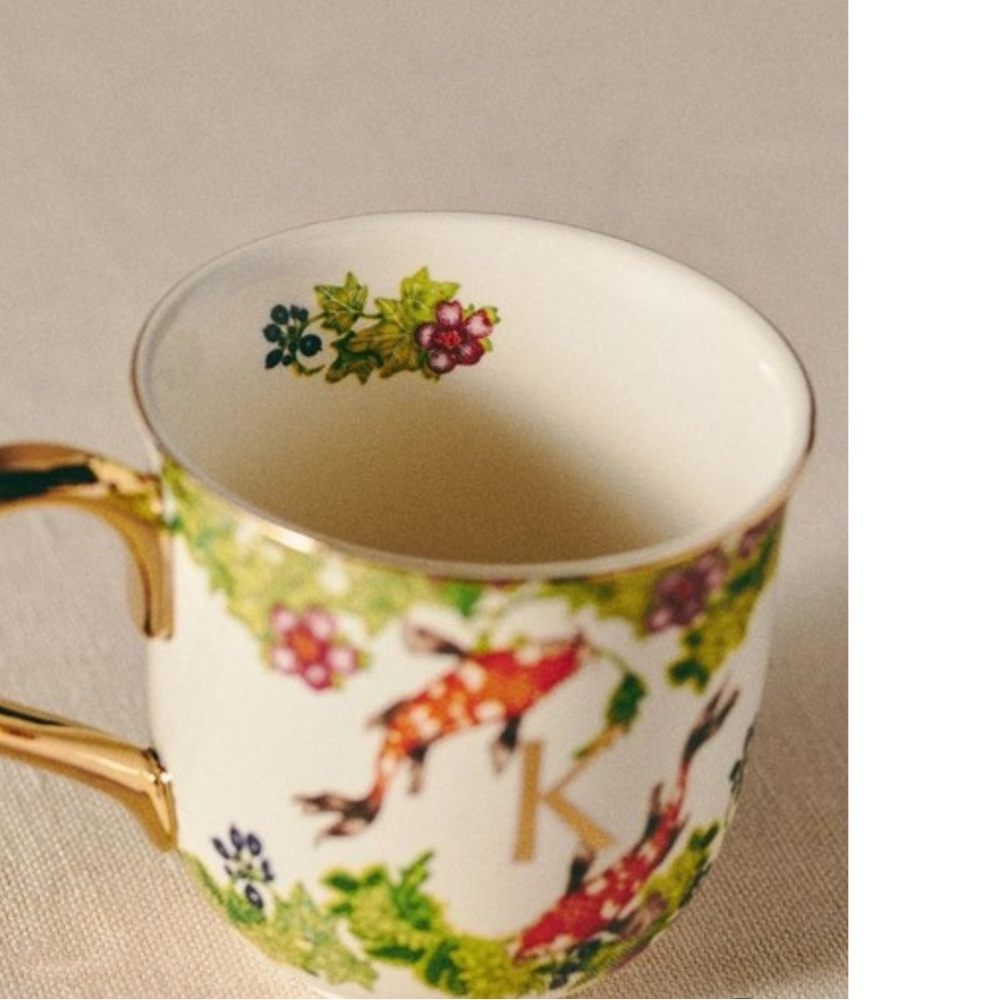 Anthropologie Lou Rota Monogram Nature Mug, Letter “K” Koi - Picture 2 of 11